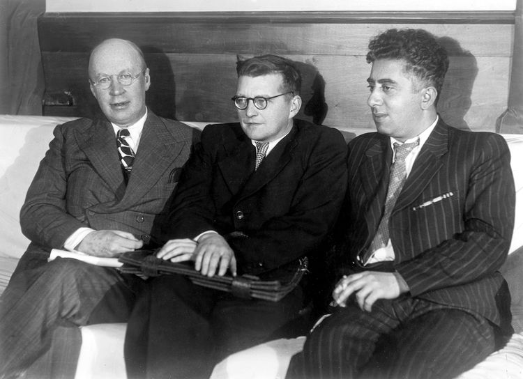 Komponistene Sergej Prokofjev, Dmitrij Sjostakovitsj og Aram Khatsjaturjan